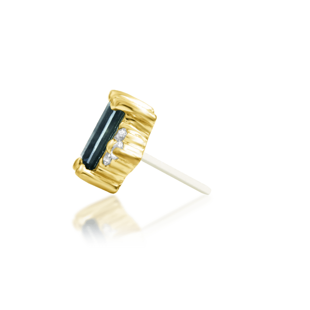 Nellie 14K Gold Threadless End with Alexandrite and CZ Halo – Front View