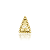 Nina threadless end in 14k yellow gold – triangle shape with CZ accent