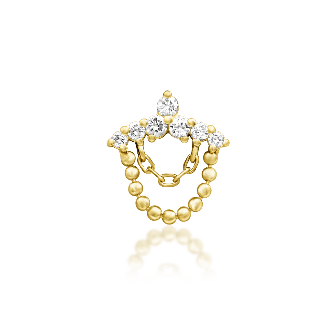 Ninette threadless end in 14k yellow gold – arc chain with diamonds