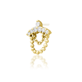 Side angle of Ninette end – gold arc with cascading lab-grown diamonds
