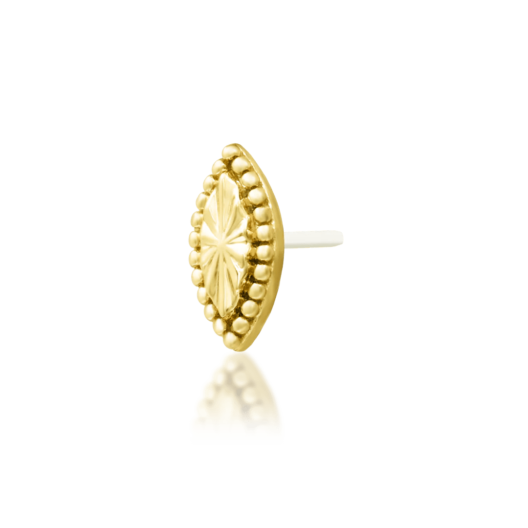 Top-down image of Novie – soft elongated oval in smooth gold finish