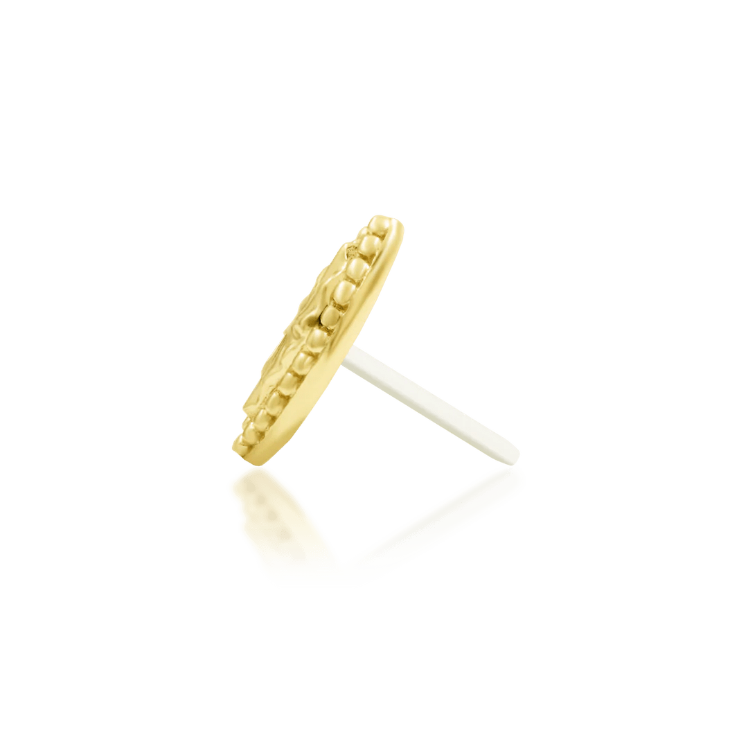 Novie 14K Gold Threadless End with Elongated Oval Shape