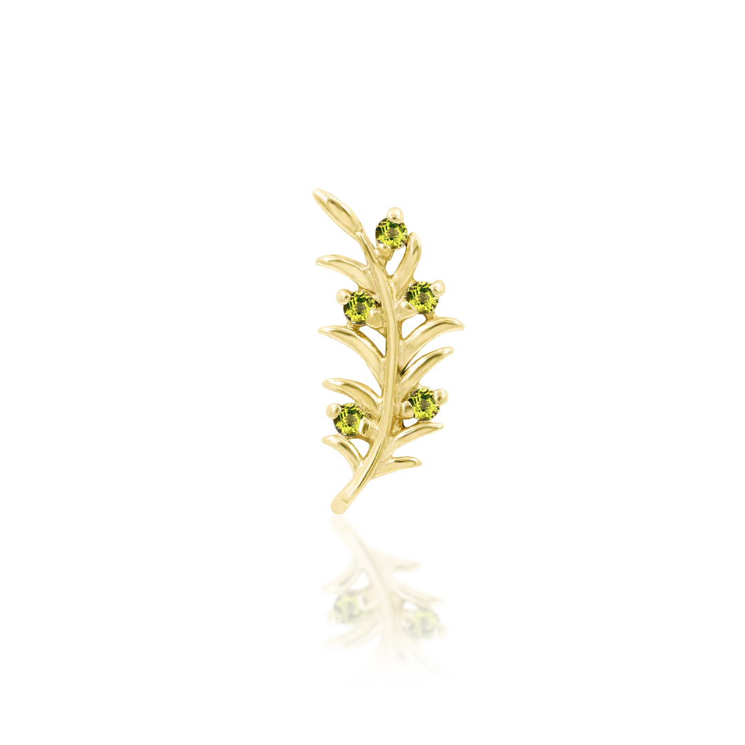 Olive Branch – Peridot CZ Curve – 14K Gold Threadless End