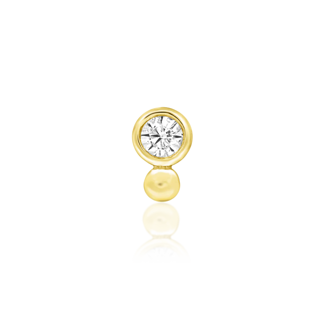 Olivia – CZ Bezel & Gold Bead – 14K Gold Threadless End