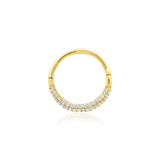 Opulence 14K Gold Clicker Ring with 101 Swarovski CZs – Front View