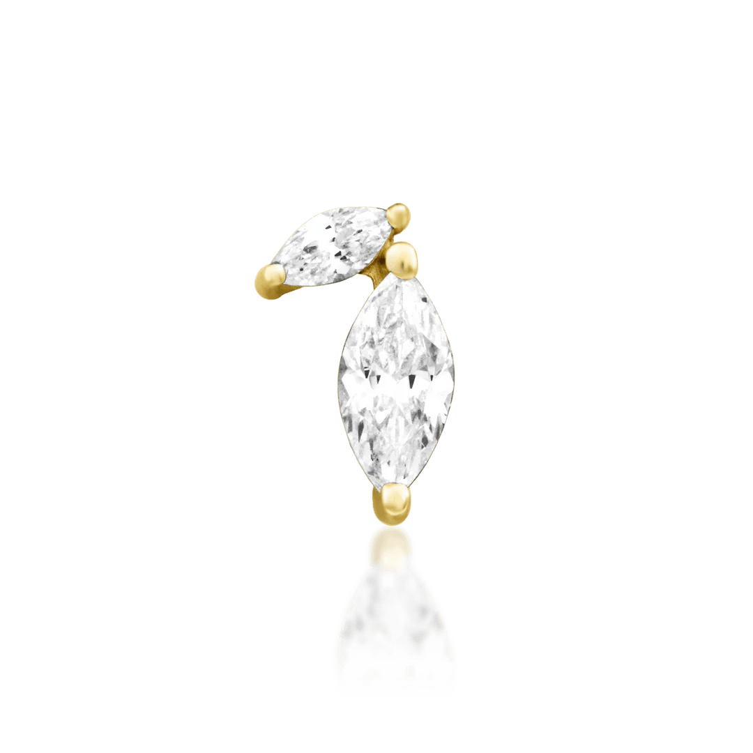 Orla threadless end in 14k yellow gold – marquise duo CZ design