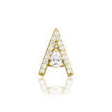 Pointessa 14K Gold Threadless End with CZ Triangle – Front View