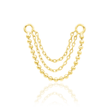 Quinn Chains 14K Gold Threadless End with Triple Chain Drop – Front View