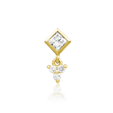 Reflection threadless end in 14k yellow gold – front view with diamond frame