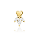 Revive threadless end in 14k yellow gold – heart charm with CZ wing cluster