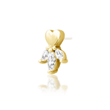 Side angle of Revive end – graceful gold heart with diamond sparkle