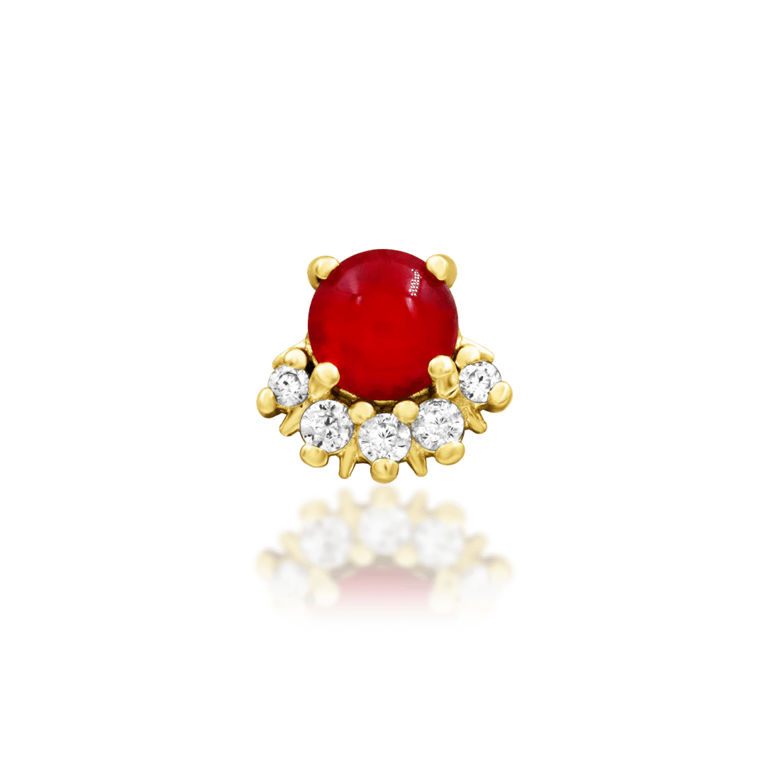 Rolina threadless end in 14k yellow gold – carnelian with CZ halo
