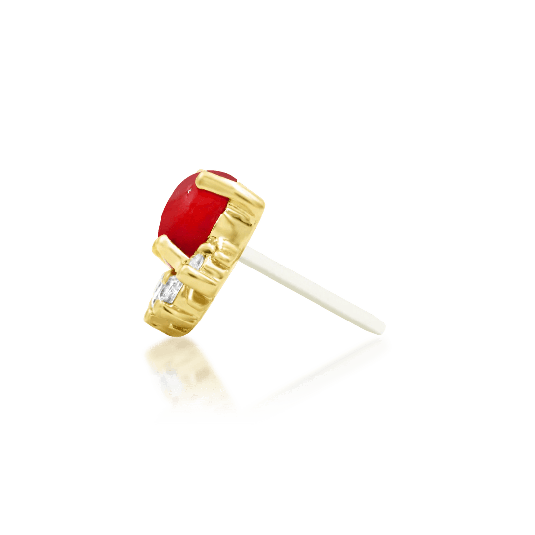 Rolina 14K Gold Threadless End with Carnelian – Front View