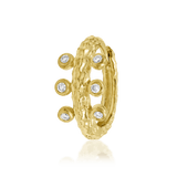 Rora clicker ring in 14k yellow gold – textured band with cubic zirconias