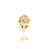 Rosalind threadless end in 14k yellow gold – front view with sunstone & CZ
