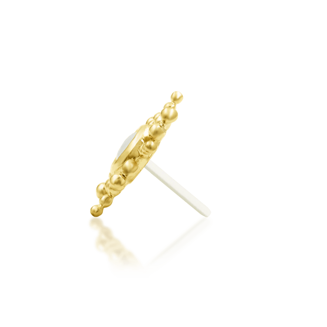 Ruth 14K Gold Threadless End with Oval Moonstone – Front View