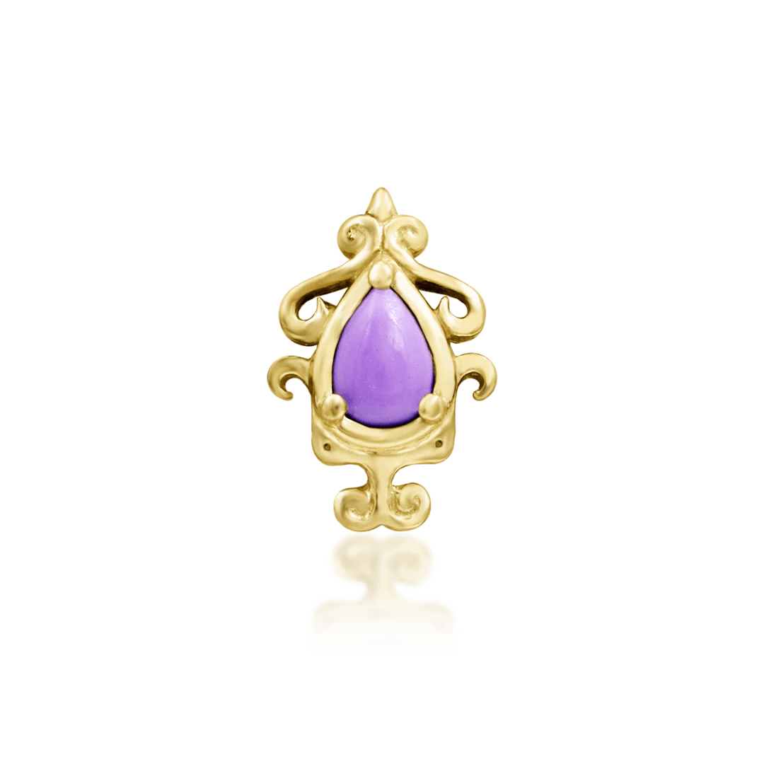 Savene 14K Gold Threadless End with Purple Turquoise – Front View