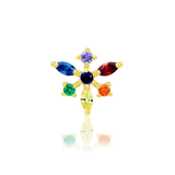 Laverne 14K Gold Threadless End with Rainbow Gemstones – Front View