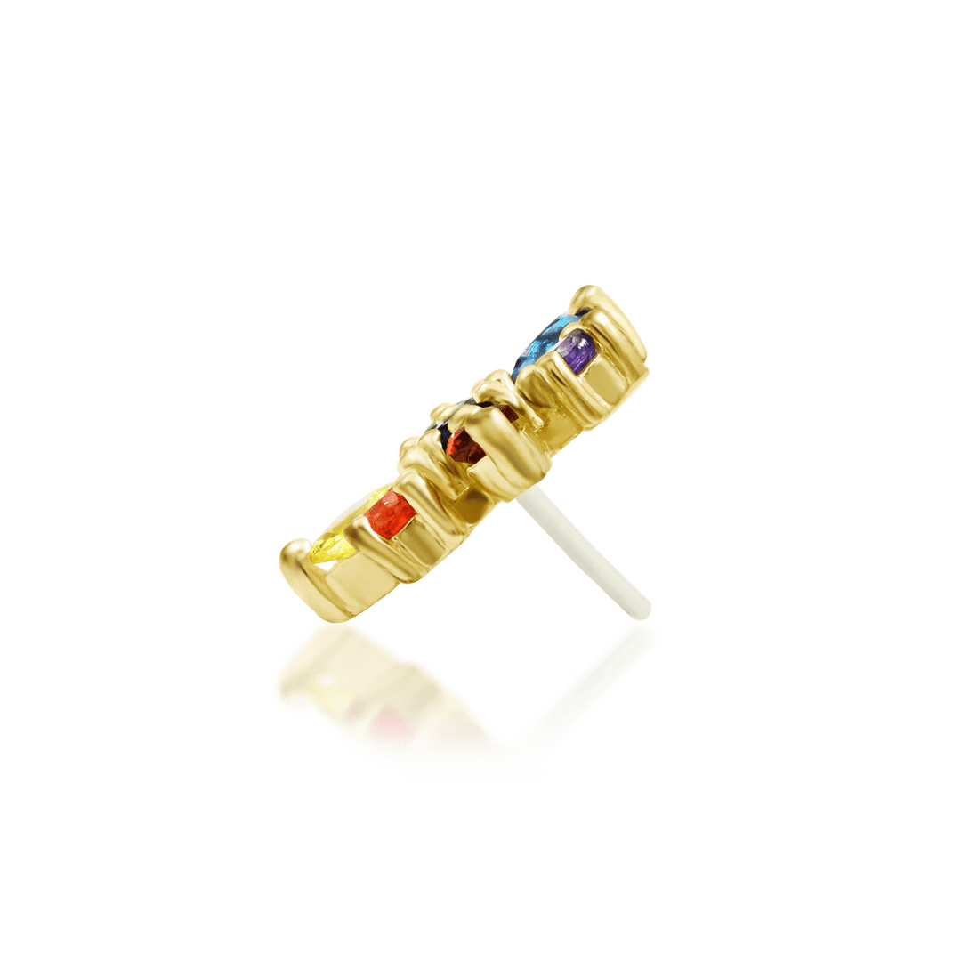Laverne – 14K Gold Rainbow CZ Threadless End - piercing - zone.com