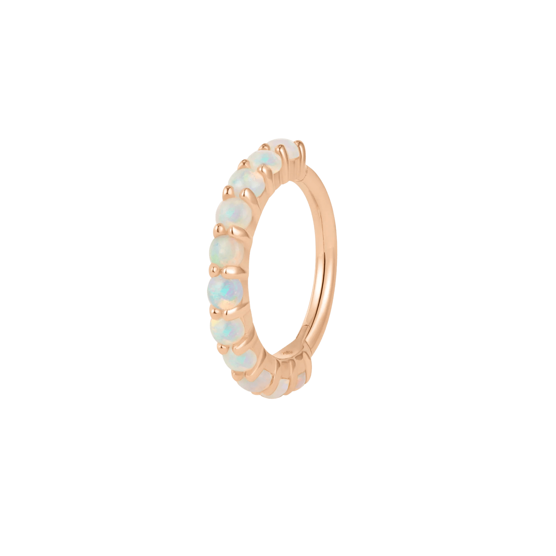 Lillia Opal Clicker – Solid 14K Gold Australian Opal Ring - piercing - zone.com