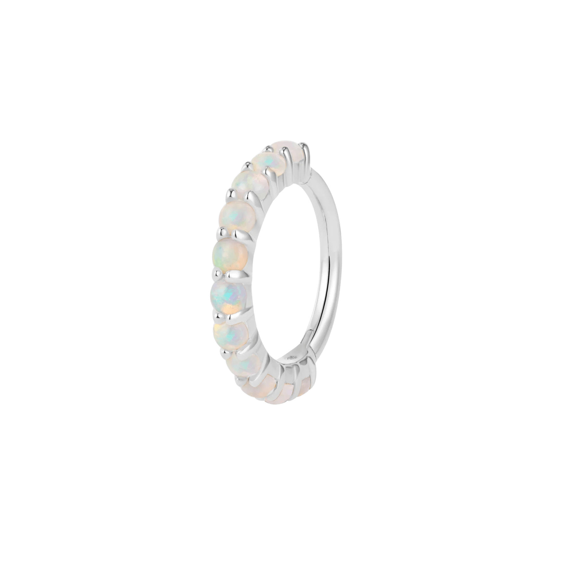 Lillia Opal Clicker – Solid 14K Gold Australian Opal Ring - piercing - zone.com
