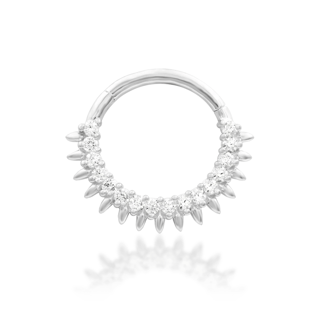 Lovina – 13 CZ Halo – 14K Gold Clicker Ring - piercing - zone.com