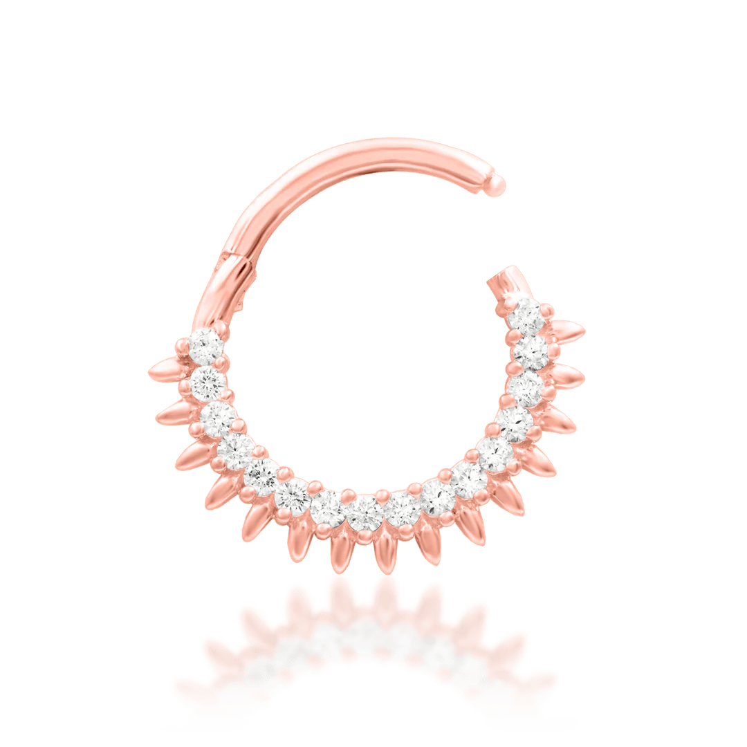 Lovina – 13 CZ Halo – 14K Gold Clicker Ring - piercing - zone.com