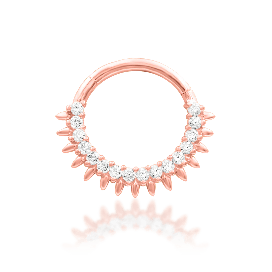 Lovina – 13 CZ Halo – 14K Gold Clicker Ring - piercing - zone.com