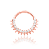 Lovina – 13 CZ Halo – 14K Gold Clicker Ring - piercing - zone.com