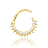Lovina – 13 CZ Halo – 14K Gold Clicker Ring - piercing - zone.com