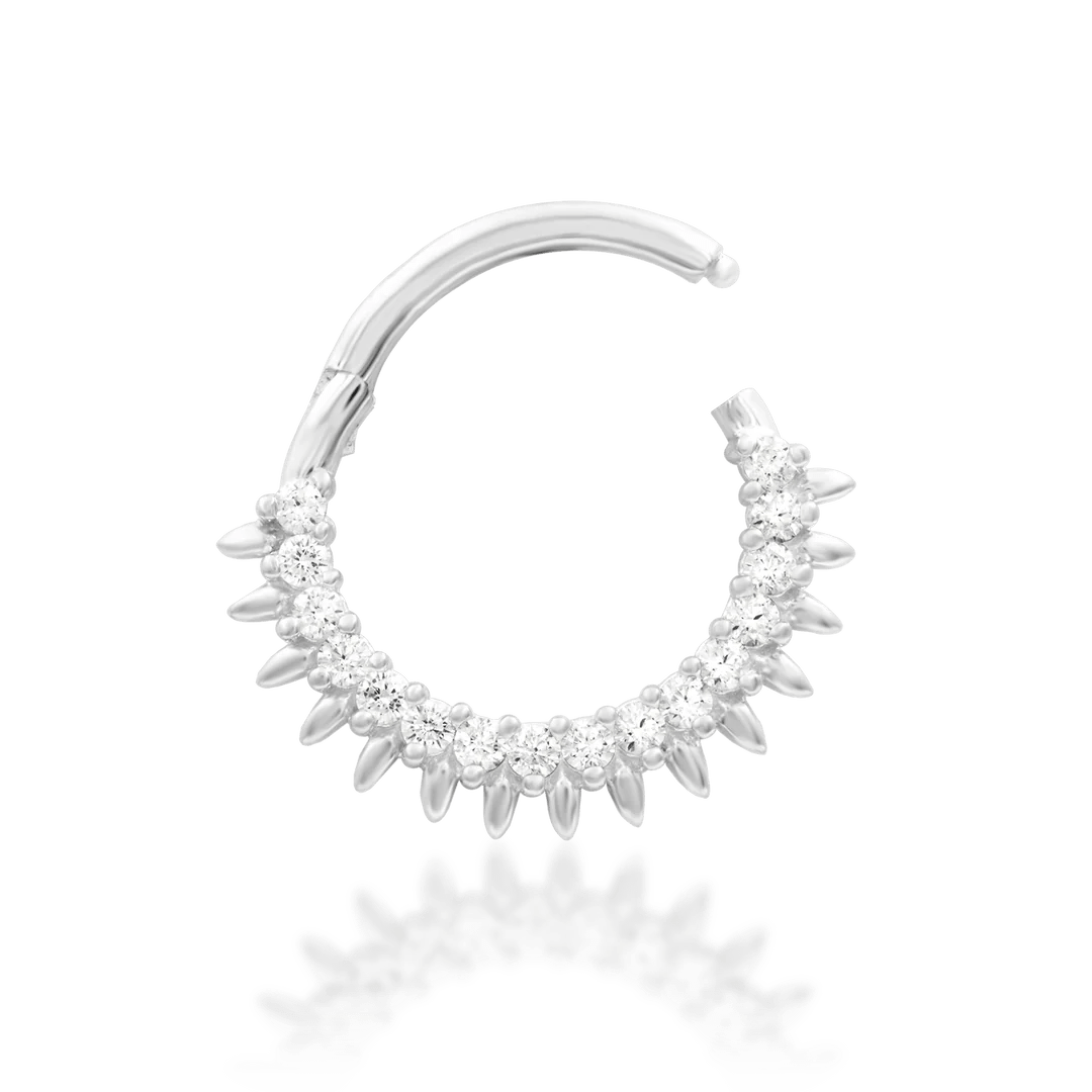 Lovina – 13 CZ Halo – 14K Gold Clicker Ring - piercing - zone.com