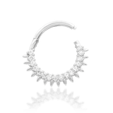 Lovina – 13 CZ Halo – 14K Gold Clicker Ring - piercing - zone.com