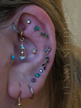 Lucille – Aqua Blue Vertical Drop – 14K Gold Threadless End - piercing - zone.com