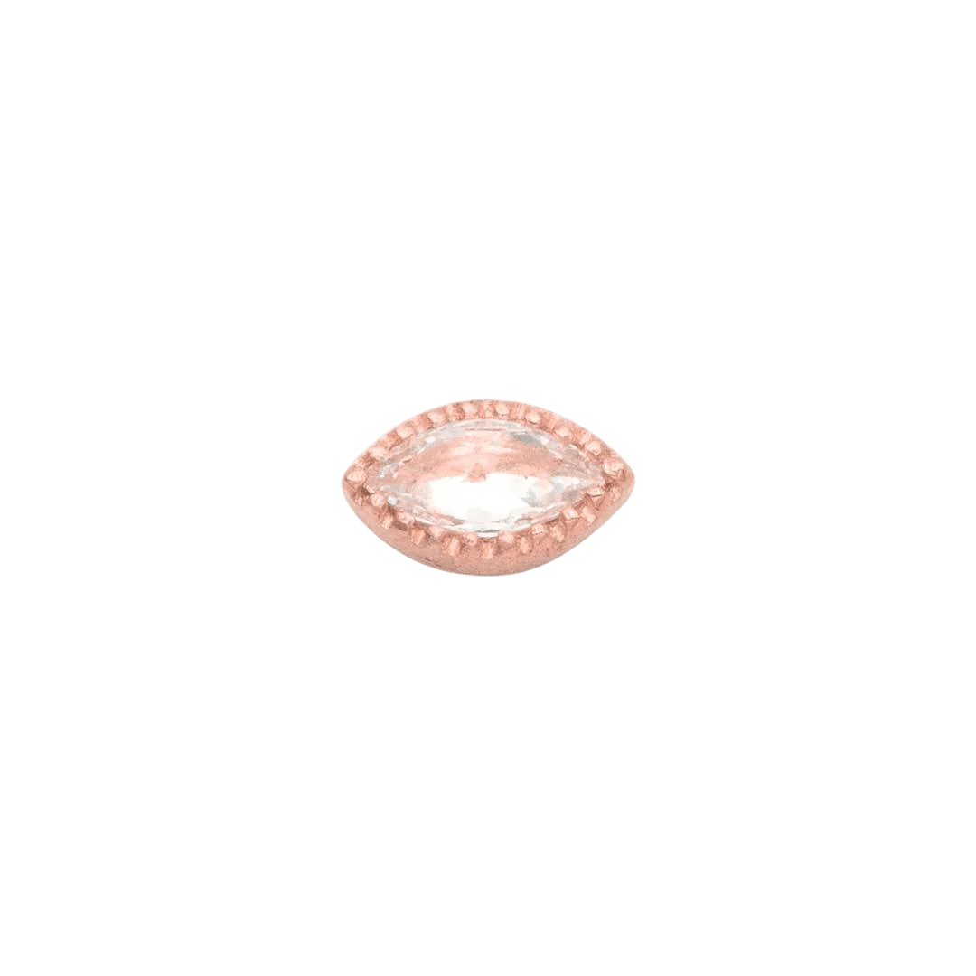 Marquis Scalloped – 14K Gold CZ Threadless End - piercing - zone.com