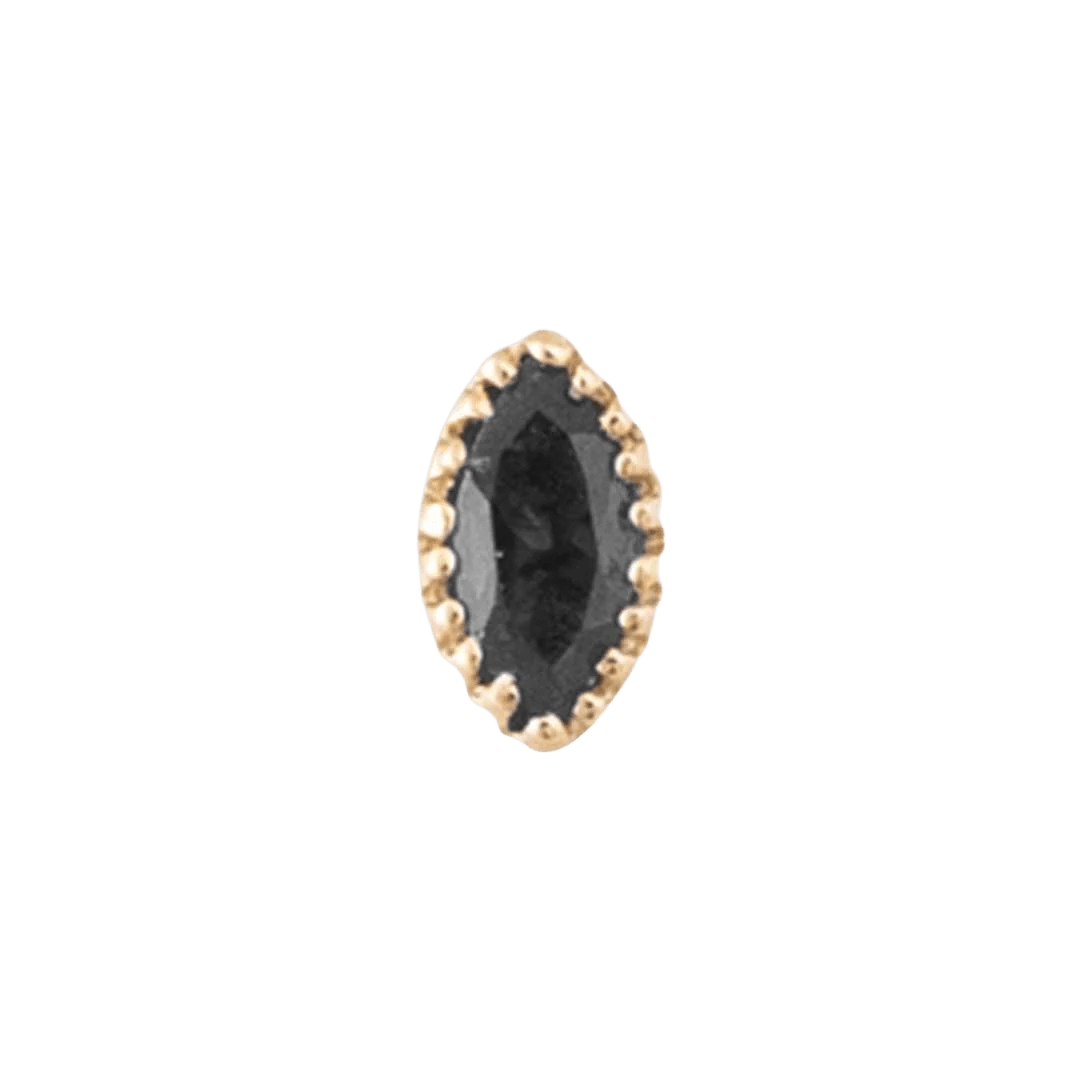 Marquis Scalloped – 14K Gold CZ Threadless End - piercing - zone.com