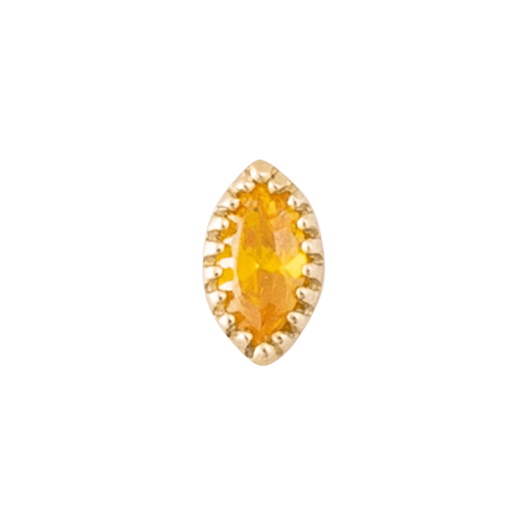 Marquis Scalloped – 14K Gold CZ Threadless End - piercing - zone.com