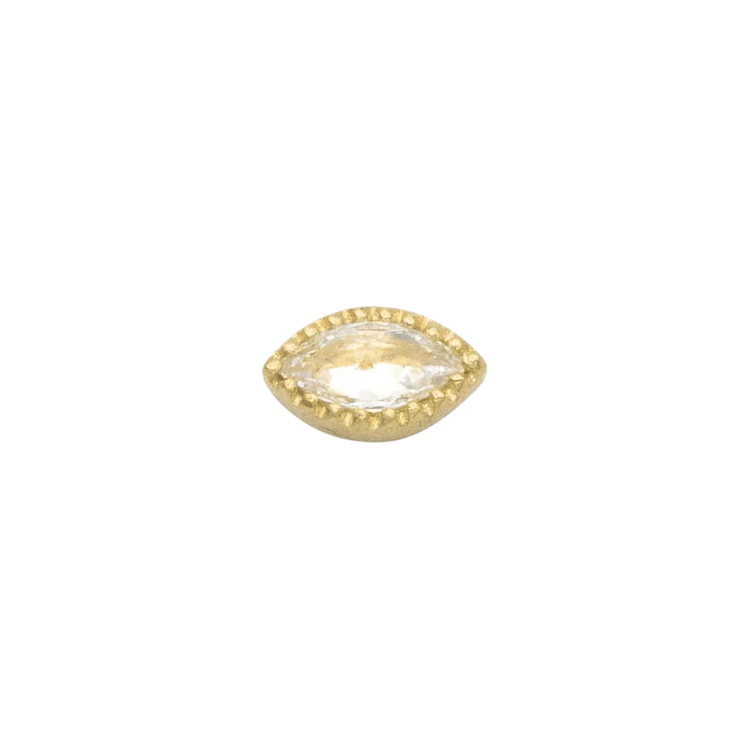 Marquis Scalloped – 14K Gold CZ Threadless End - piercing - zone.com