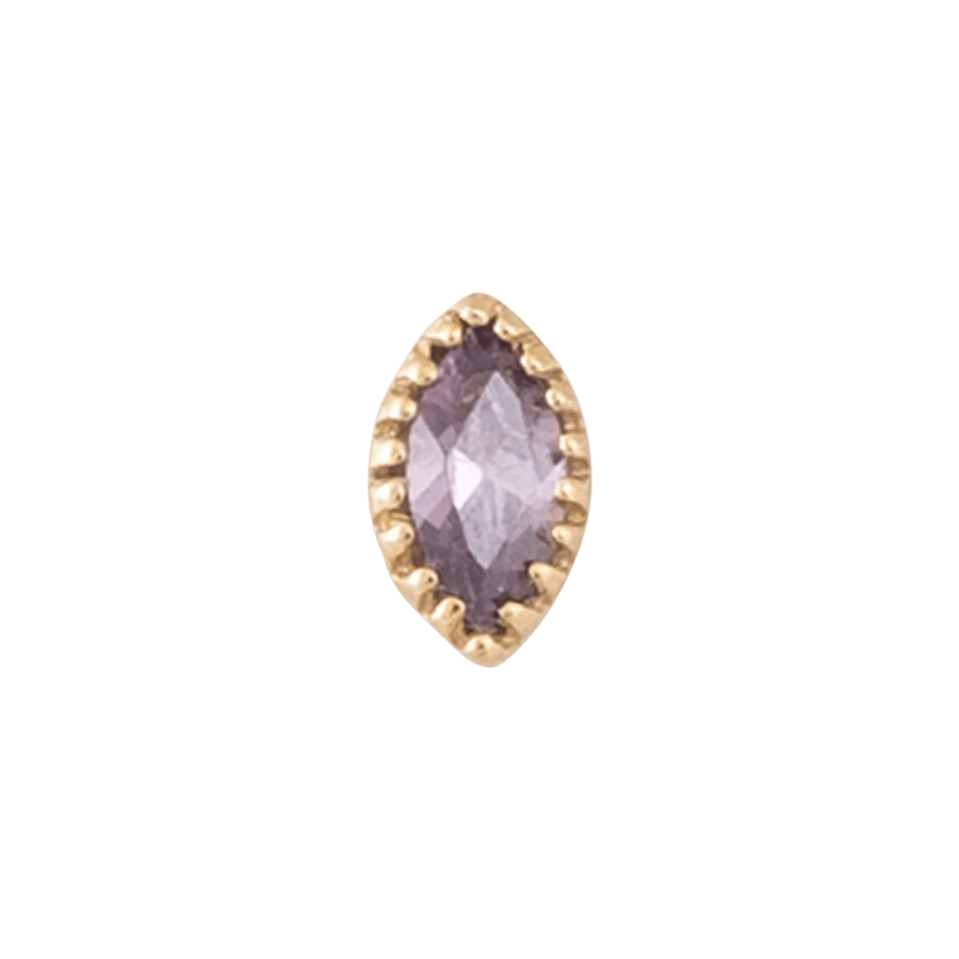 Marquis Scalloped – 14K Gold CZ Threadless End - piercing - zone.com
