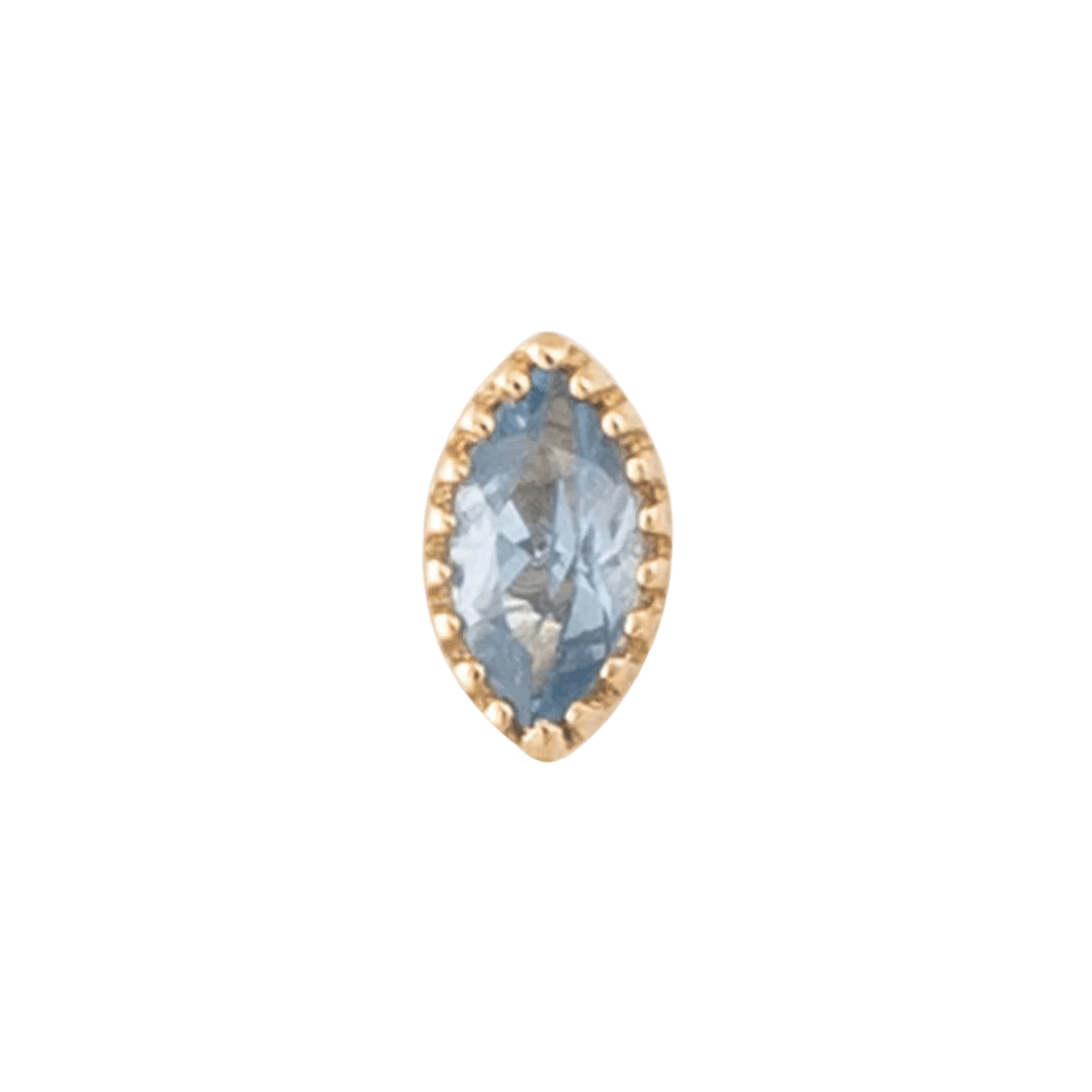 Marquis Scalloped – 14K Gold CZ Threadless End - piercing - zone.com