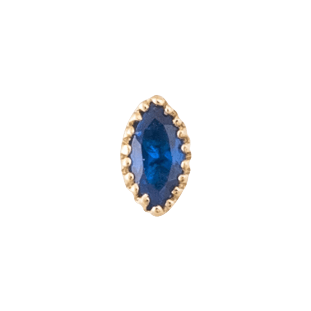 Marquis Scalloped – 14K Gold CZ Threadless End - piercing - zone.com