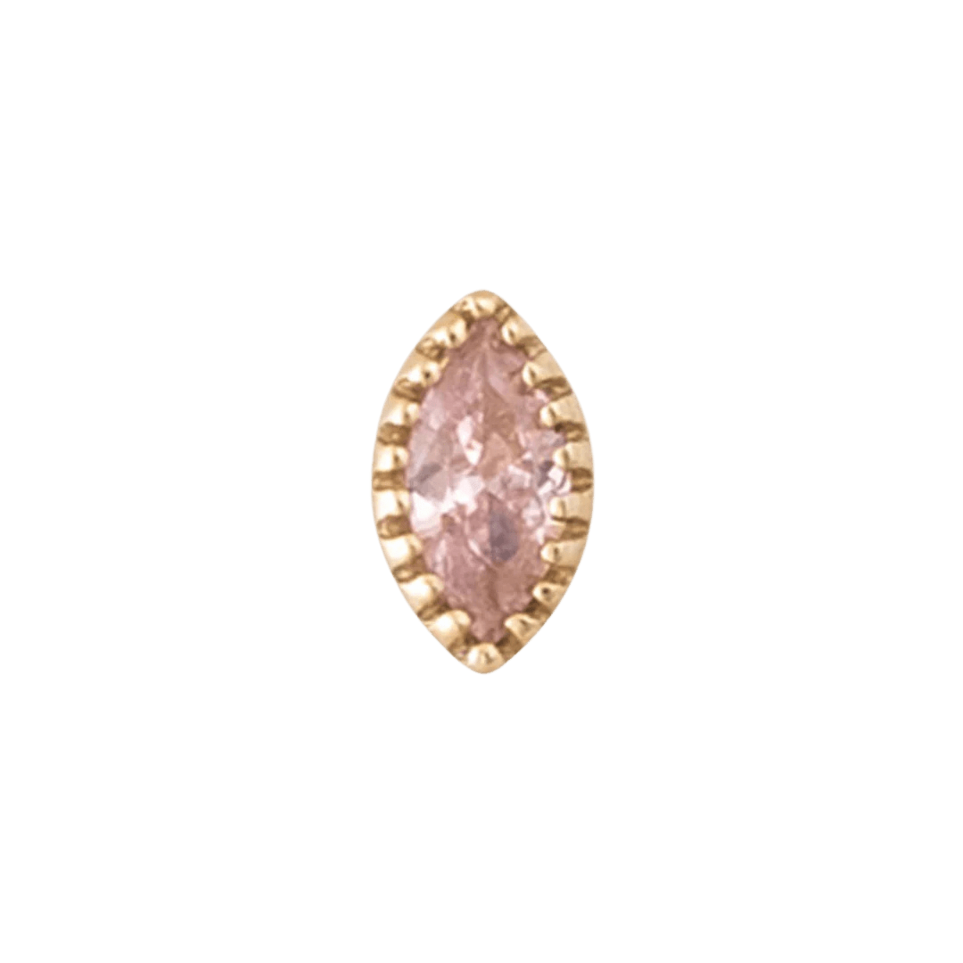 Marquis Scalloped – 14K Gold CZ Threadless End - piercing - zone.com