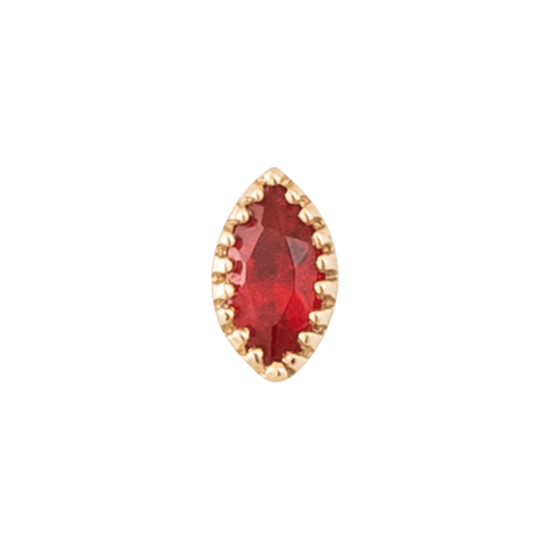 Marquis Scalloped – 14K Gold CZ Threadless End - piercing - zone.com