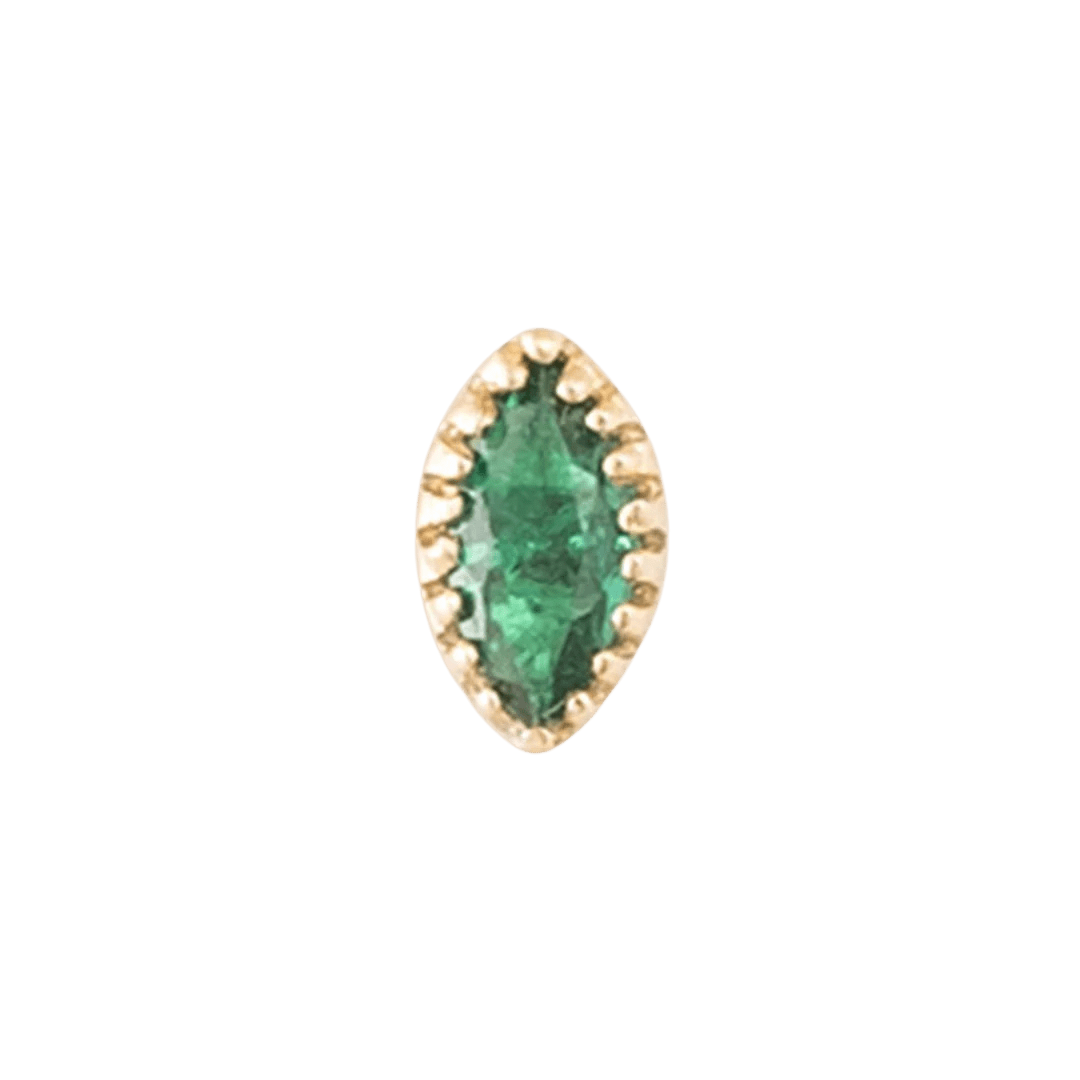 Marquis Scalloped – 14K Gold CZ Threadless End - piercing - zone.com