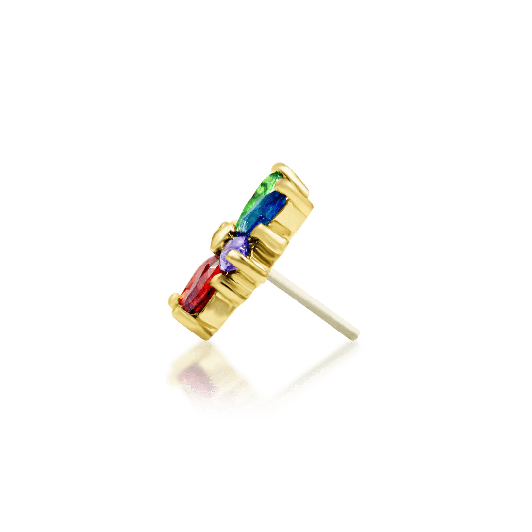 Marsha – 14K Gold Multicolor CZ Threadless End - piercing - zone.com