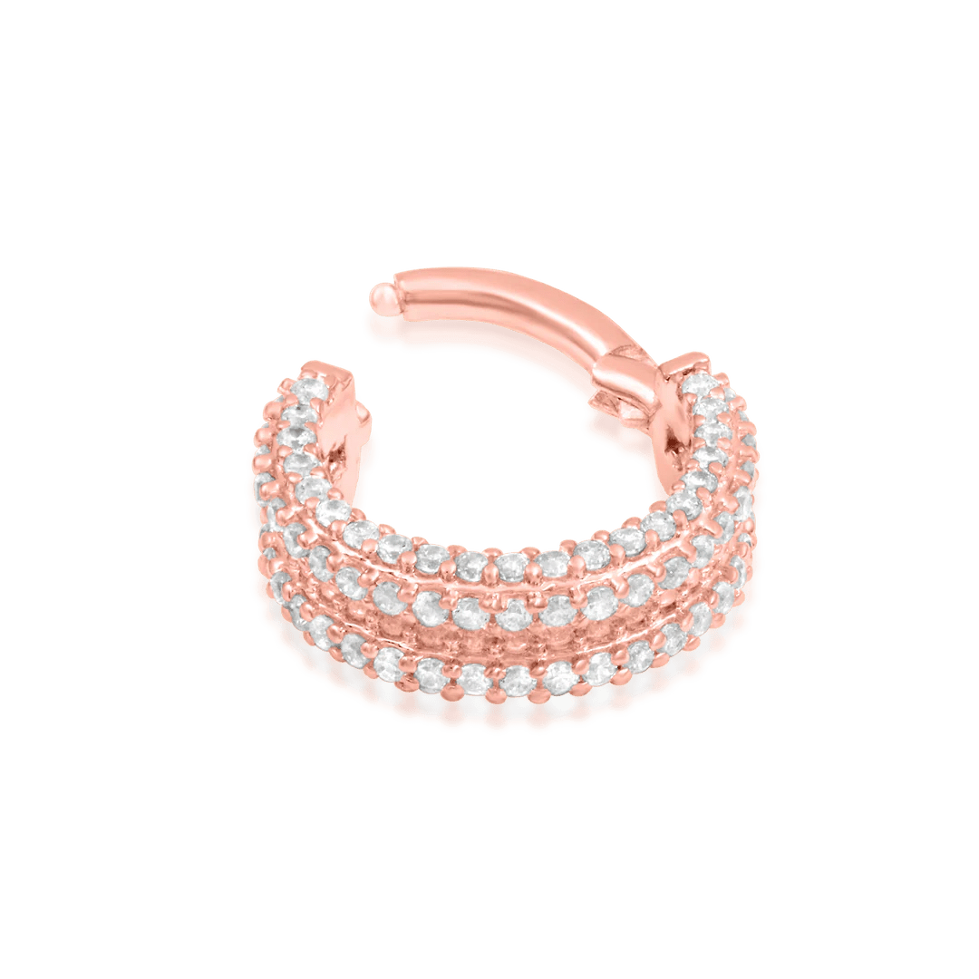Mie - Mie – 130 CZ Pavé Band – 14K Gold Clicker Ring - piercing - zone.com