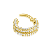 Mie - Mie – 130 CZ Pavé Band – 14K Gold Clicker Ring - piercing - zone.com