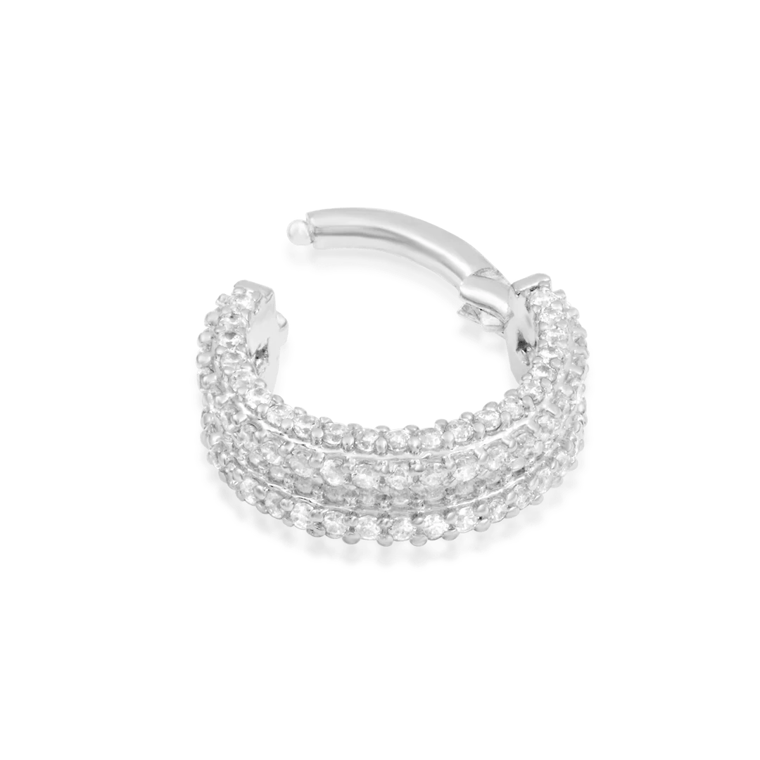 Mie - Mie – 130 CZ Pavé Band – 14K Gold Clicker Ring - piercing - zone.com