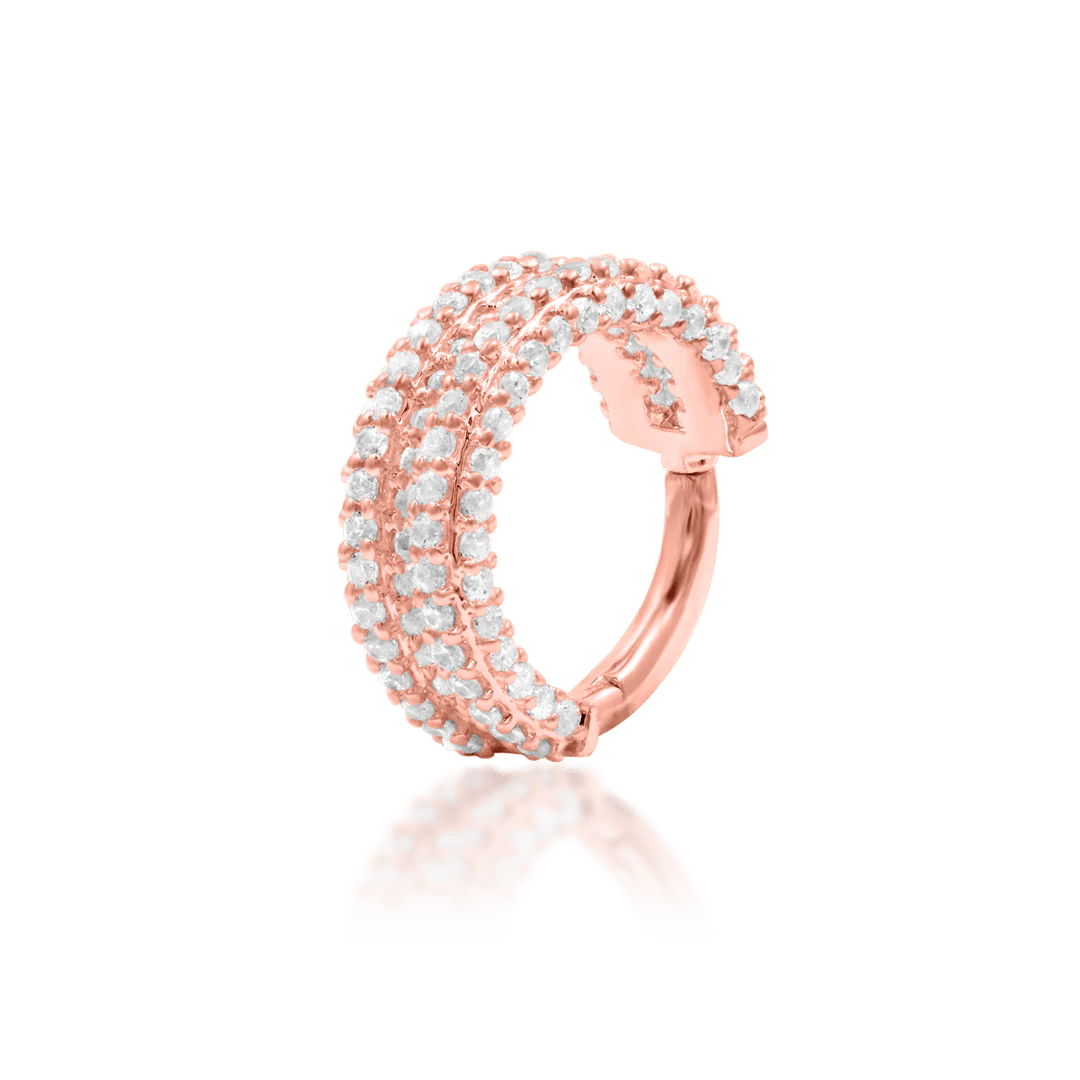 Mie - Mie – 130 CZ Pavé Band – 14K Gold Clicker Ring - piercing - zone.com