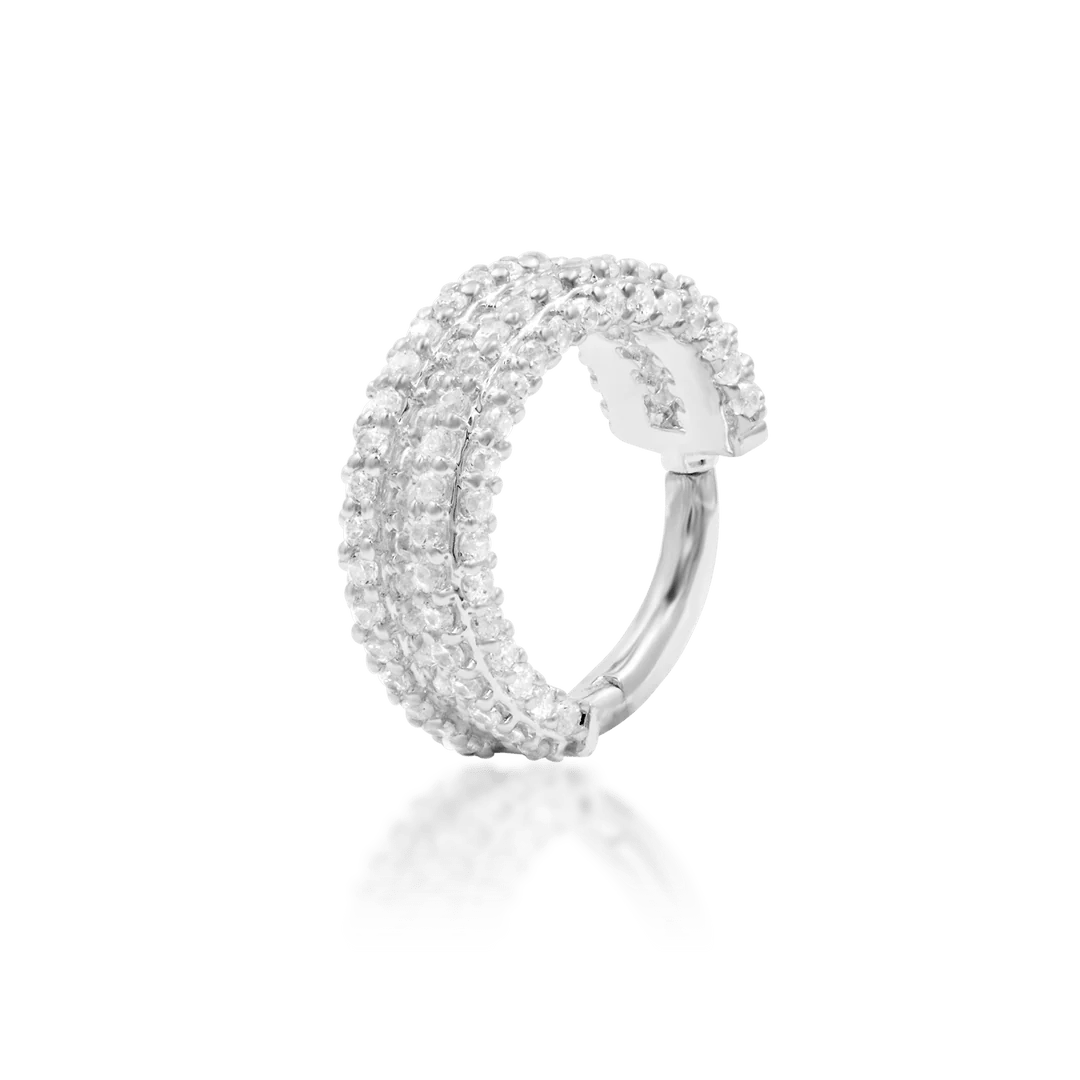 Mie - Mie – 130 CZ Pavé Band – 14K Gold Clicker Ring - piercing - zone.com