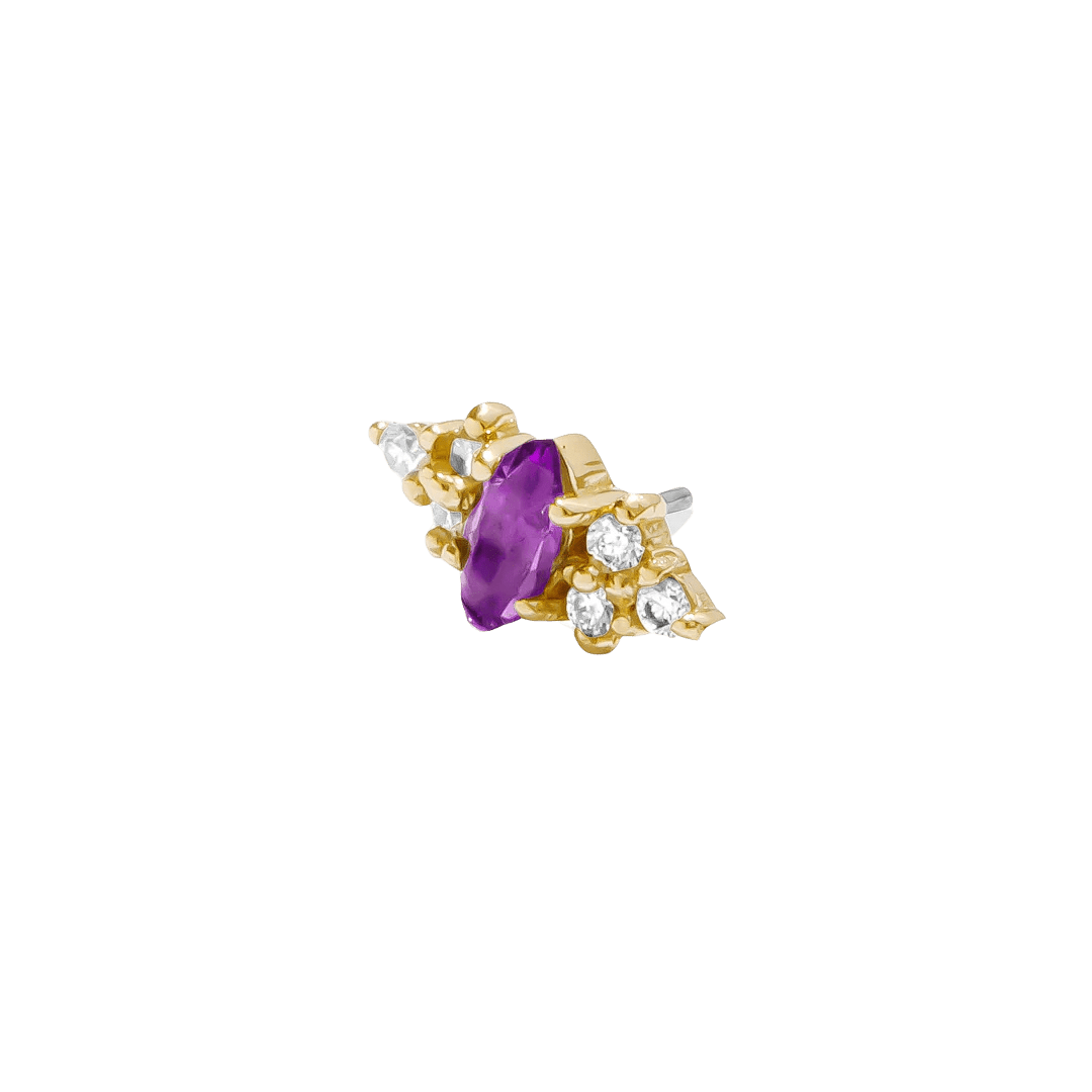 Mimosa – 14K Gold Birthstone & Diamond Threadless End - piercing - zone.com